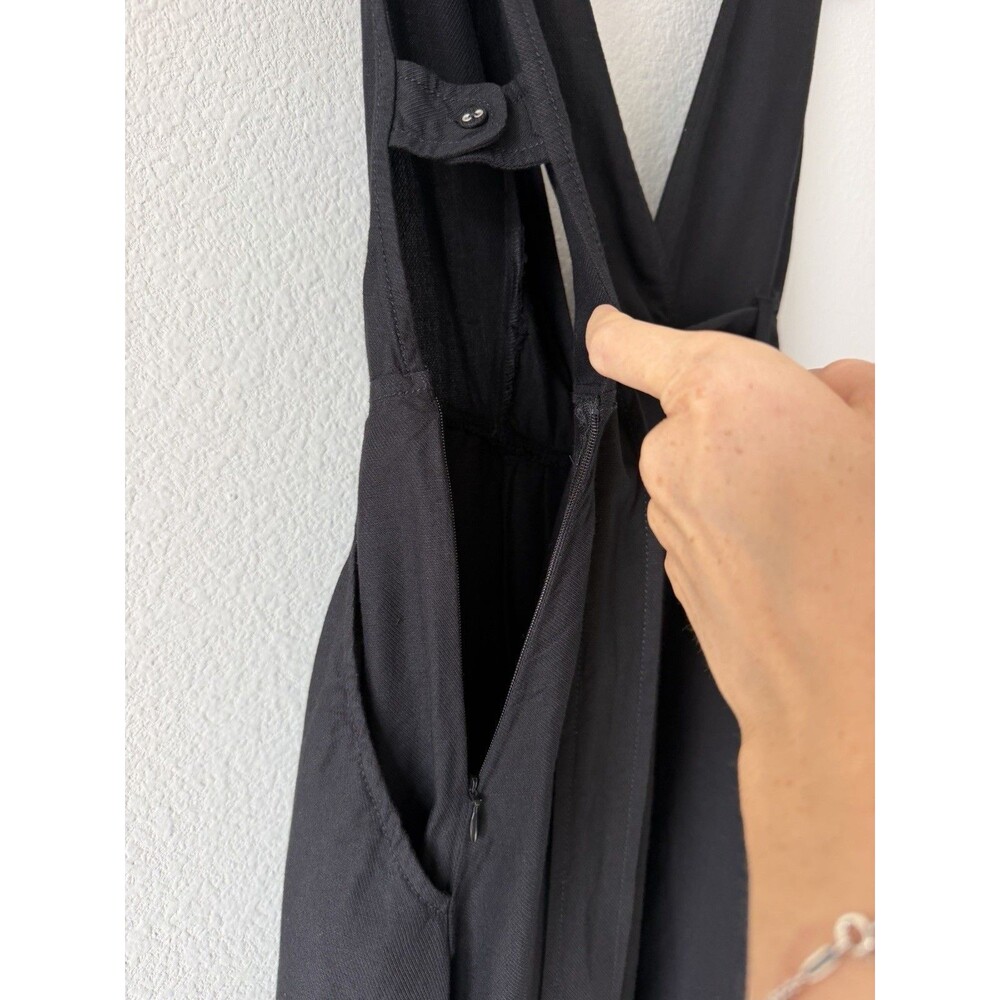 Maeve Anthropologie Black Belt Jumper Dress Viscose Linen Office Sleeveless XS - Picture 6 of 15